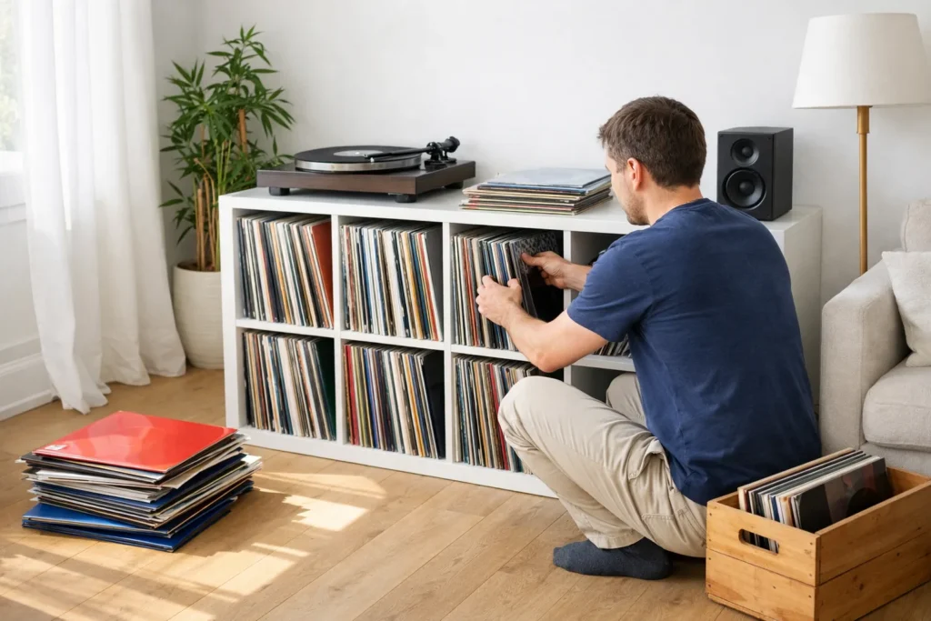 Ranger des vinyles sans les voiler : debout, jamais à plat